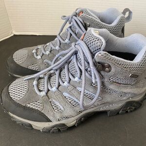 MERELL MOAB WATERPROOF  HIKING BOOTS GREY AND PERIWINKLE SIZE 8
